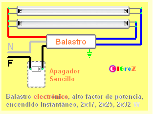 conexion de tubo fluorescente con balasto electronico